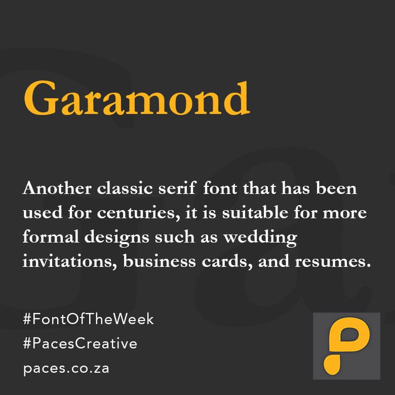 Paces Creative Font of the Week - Download Garamond Font