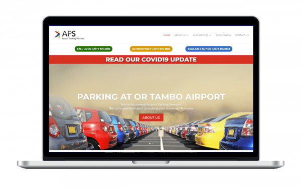 Airport Parking Services website designed by Paces Creative